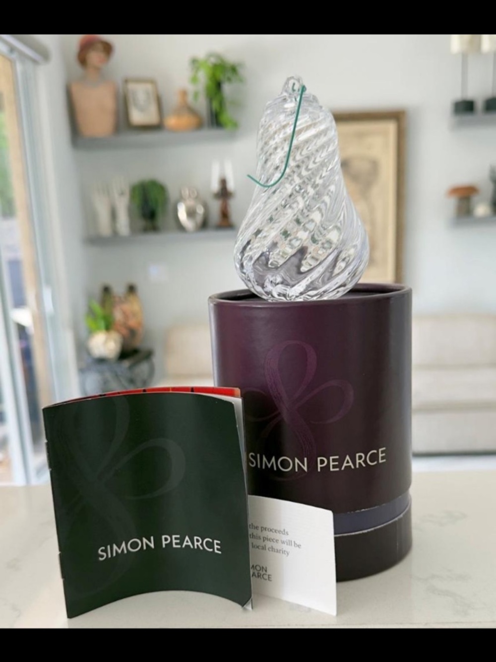 Simon Pearce Hand Blown Crystal Glass Pear Ornament | Original Box | Mint